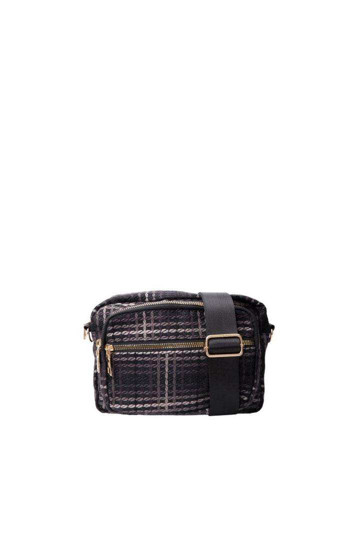 Black Colour - Bcvanda Check Crossover Bag 9386 - Black