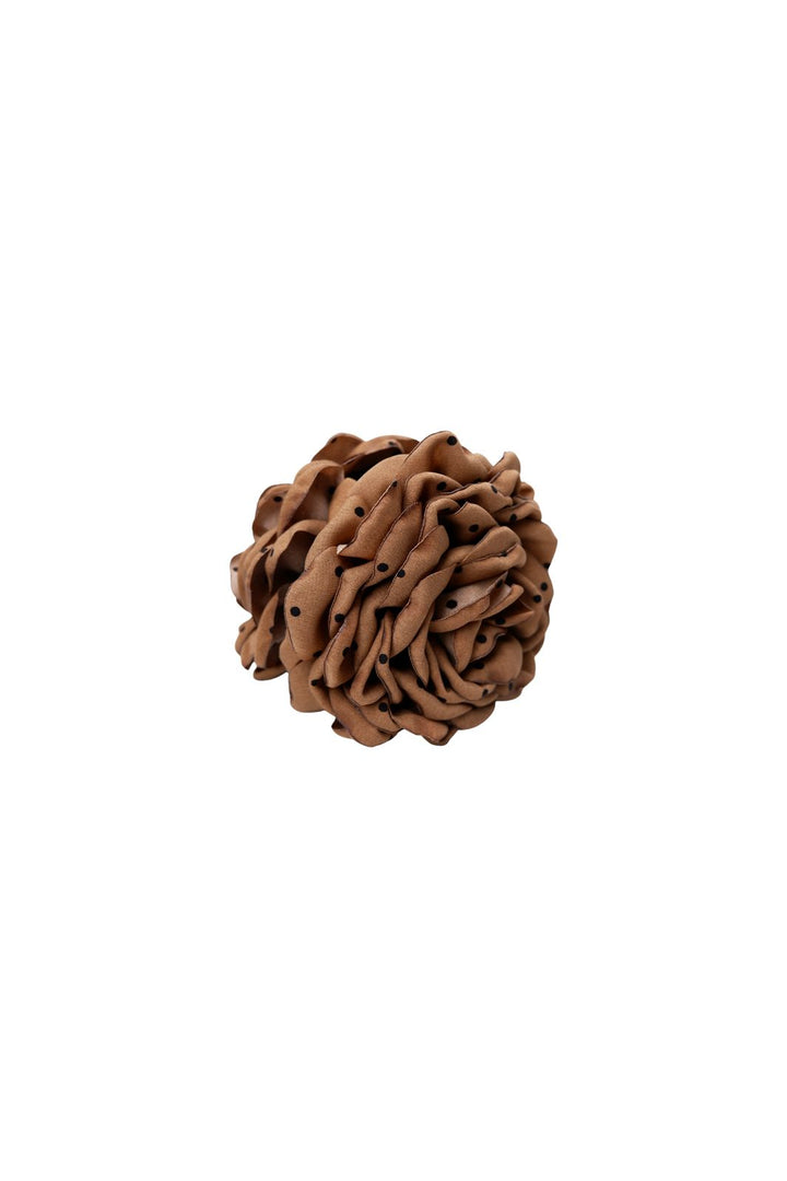 Black Colour - Bcvilla Mega Flower Hair Claw 6027 - Nougat W. Dots