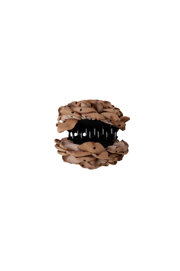 Black Colour - Bcvilla Mega Flower Hair Claw 6027 - Nougat W. Dots
