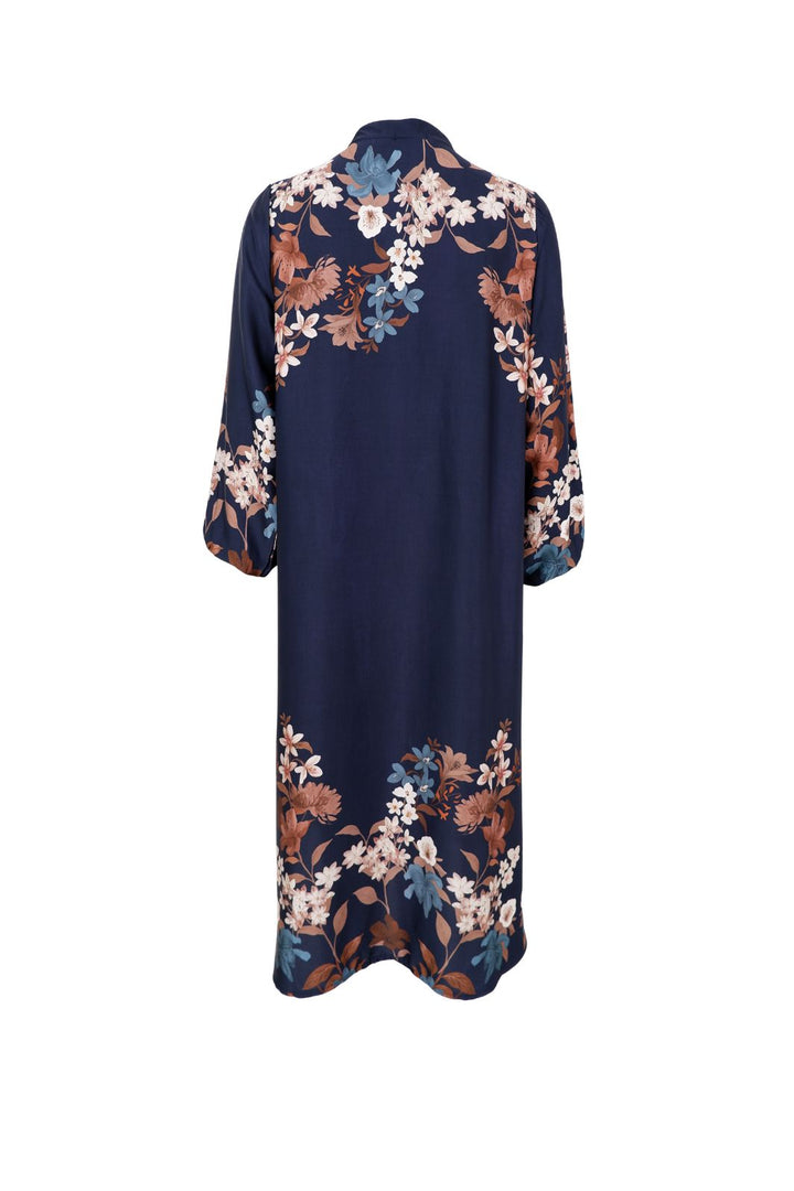 Black Colour - Bczendaya Satin Dress 41027 - Navy Flower