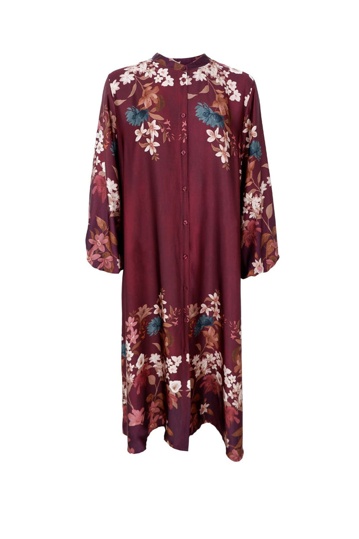 Black Colour - Bczendaya Satin Dress 41027 - Plum Flower