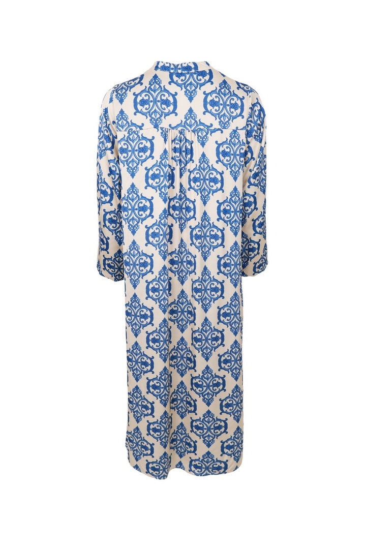 Black Colour - Bczentha Satin Dress 41086 - Off White Blue