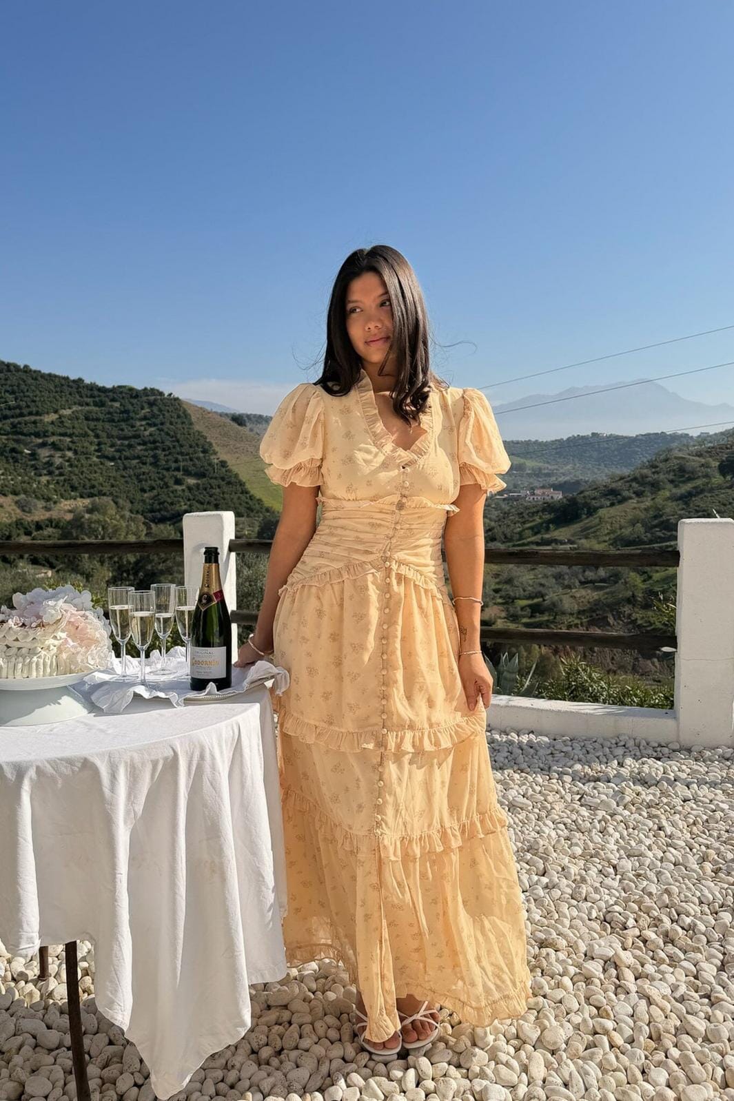 BYIC - Arielic Long Dress A25193 - Yellow Flower Print Kjoler 