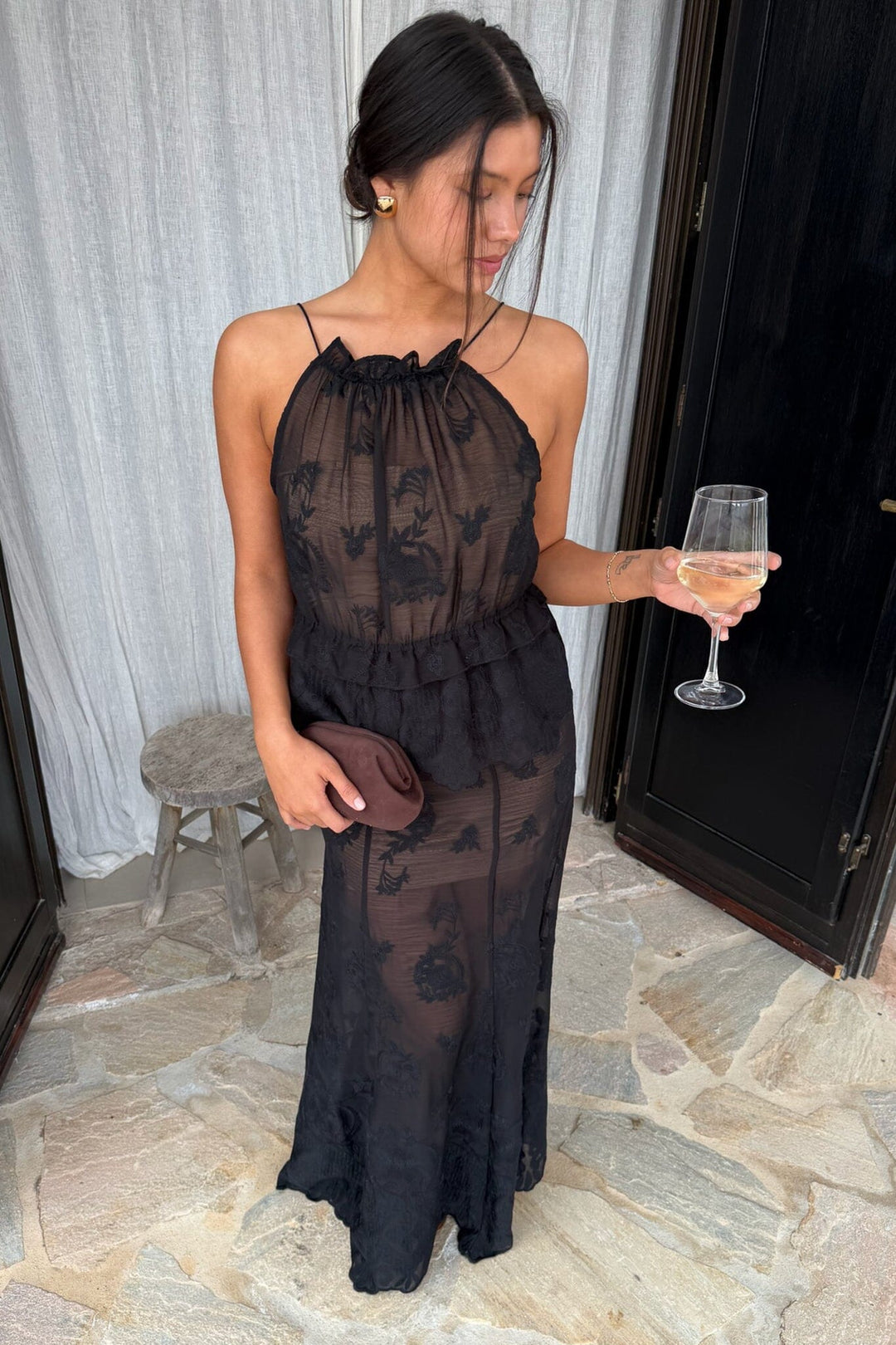 BYIC - Ellinoric Lace Maxi Skirt - vb Vintage Black Nederdele 