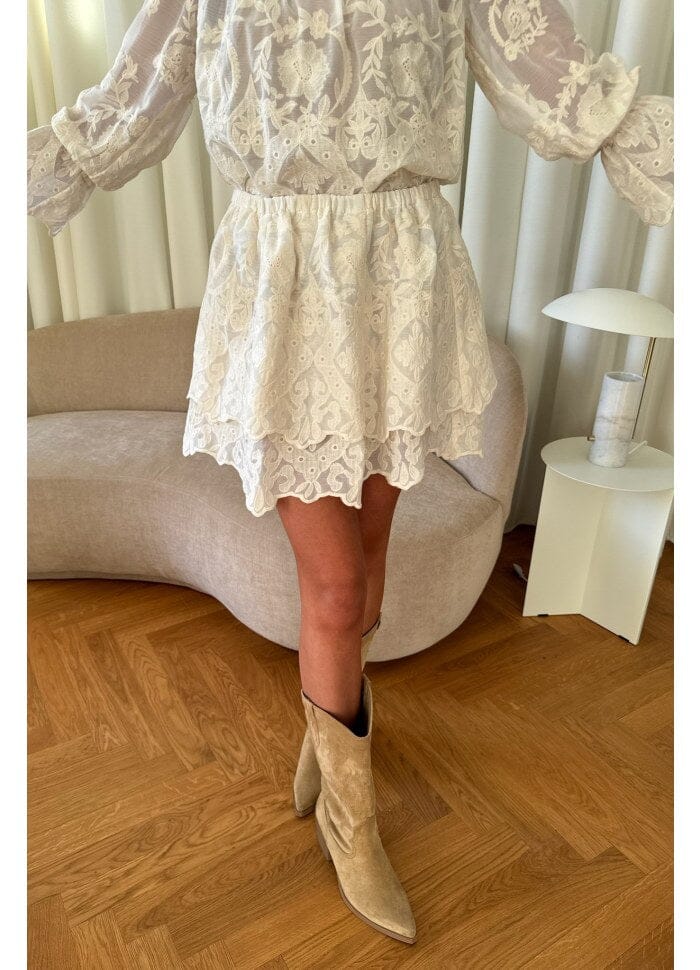 BYIC - Ellinoric Lace Mini Skirt - vw Vintage White Nederdele 