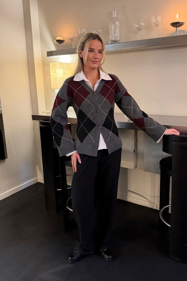BYIC - Saschaic Cardigan D076 - Grey Argyle
