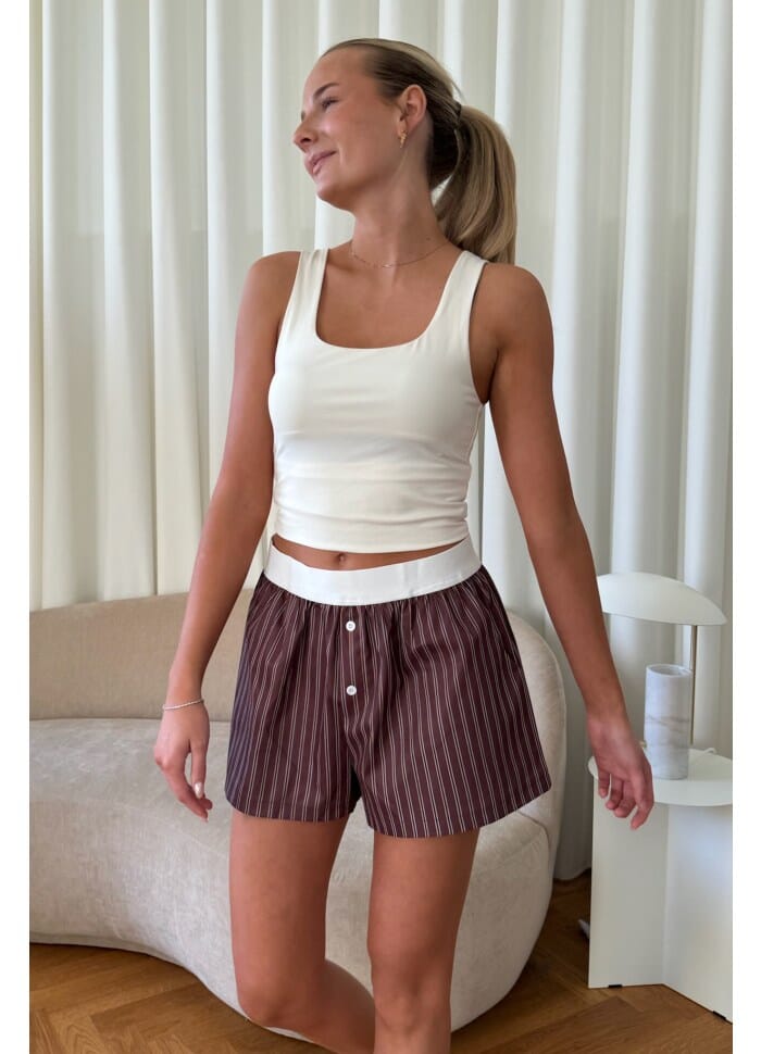 BYIC - Mayaic Shorts - dbws Dark Brown White Stripes Shorts 