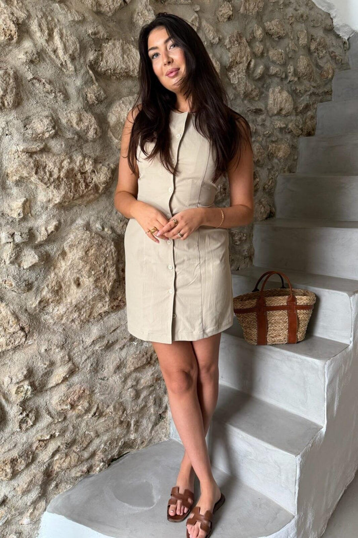 Forudbestilling - BYIC - Mayic Dress A23804 - Beige Kjoler 