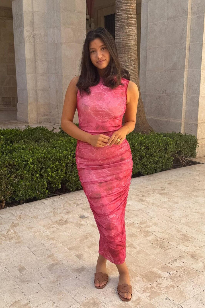 BYIC - Miraic Mesh Dress A23631 - Soft Rose Print Kjoler 