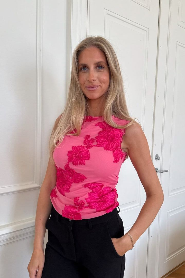 BYIC - Miraic Mesh Top A23745 - Fuchsia Pink Flower