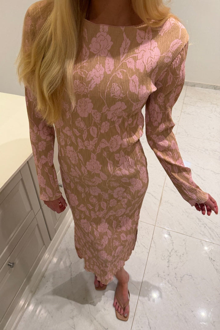 BYIC - Odaic Dress A1015 - Beige Pink Blossom