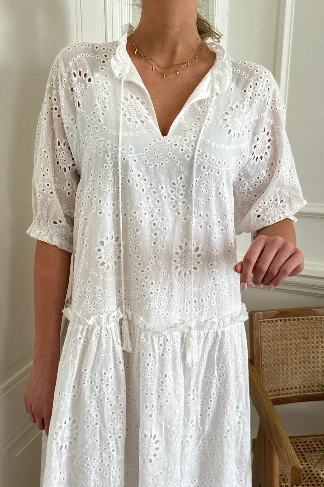 BYIC - Sonjaic Long Dress - we White Embroidery Kjoler 