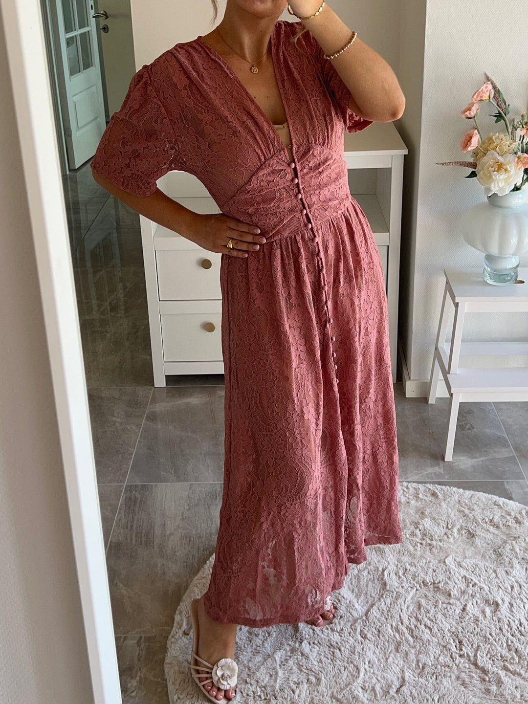 BYIC x Molly&My - Adeliaic Long Dress A23876 - Dusty Rose Lace Kjoler 