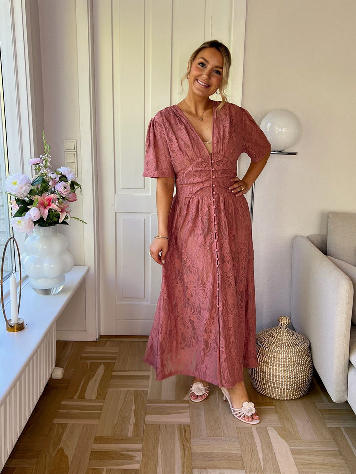 BYIC x Molly&My - Adeliaic Long Dress A23876 - Dusty Rose Lace Kjoler 