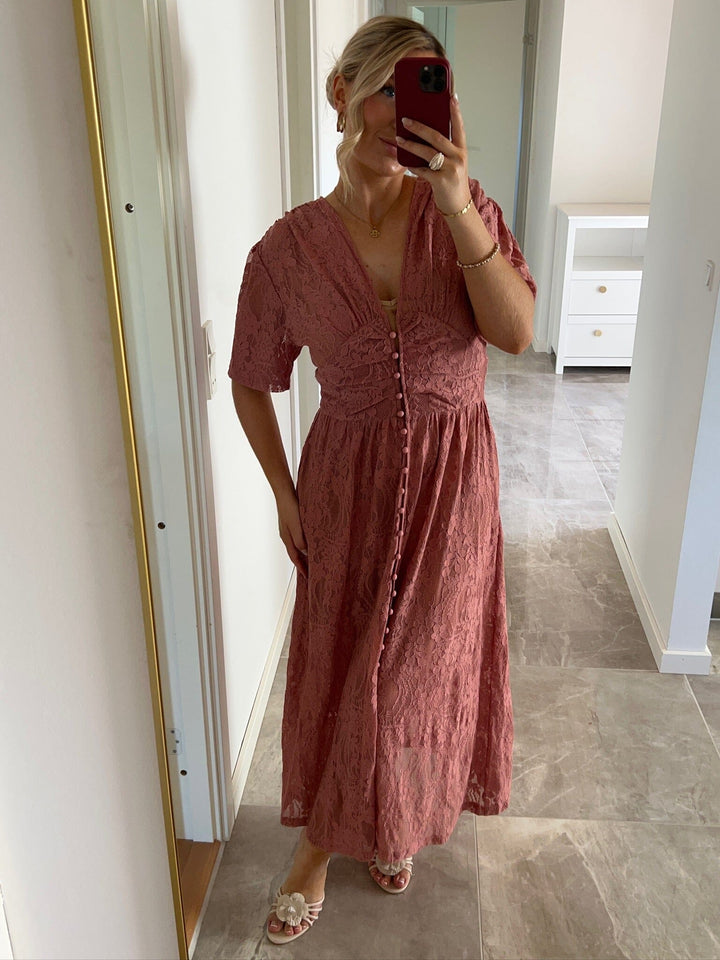 BYIC x Molly&My - Adeliaic Long Dress A23876 - Dusty Rose Lace Kjoler 