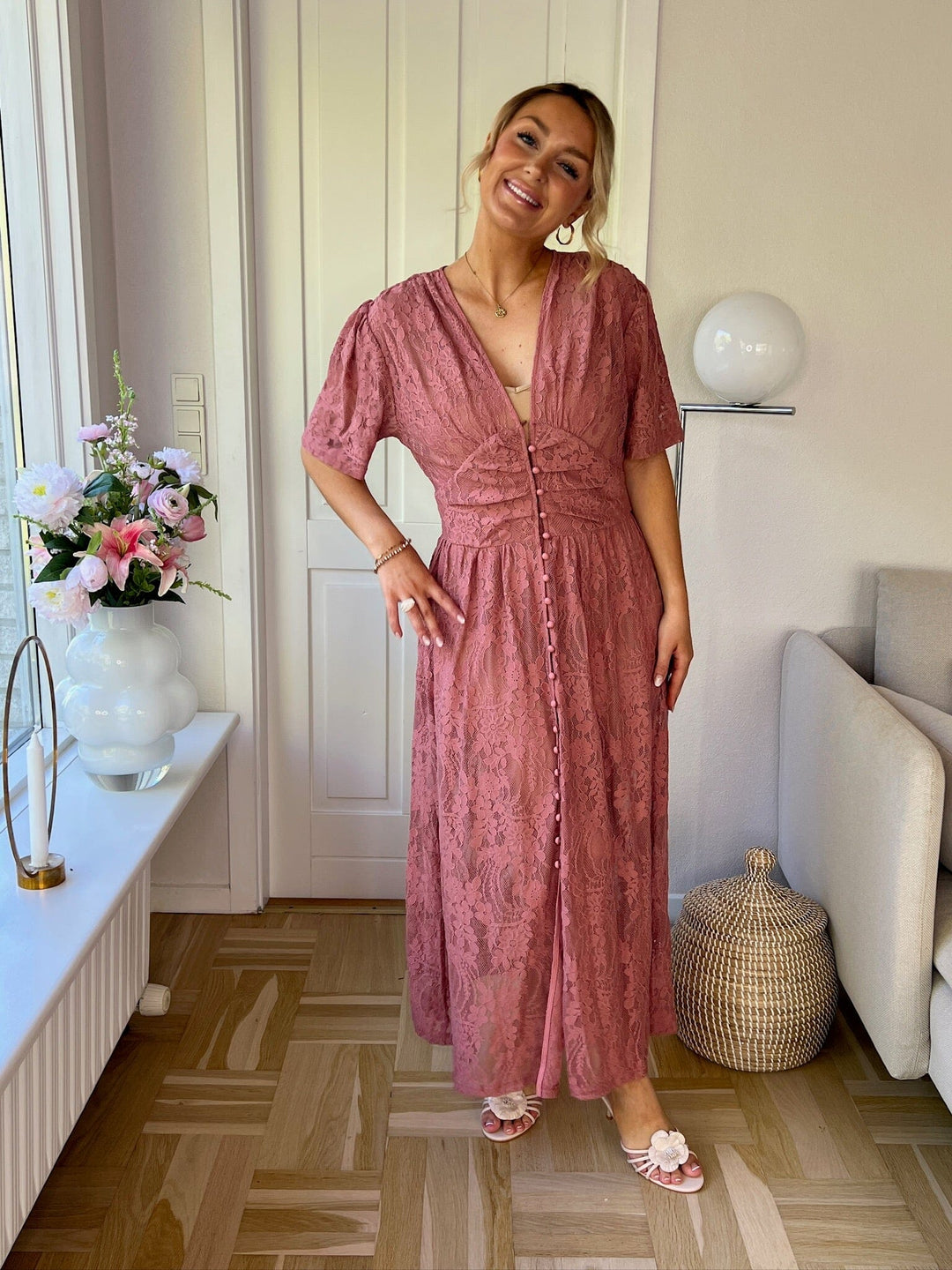 BYIC x Molly&My - Adeliaic Long Dress A23876 - Dusty Rose Lace Kjoler 
