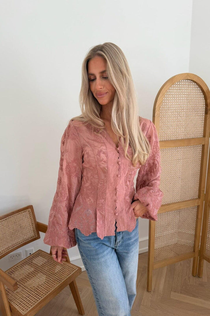 BYIC - Hazelic Shirt A25184 - Vintage Dusty Rose Lace Skjorter 