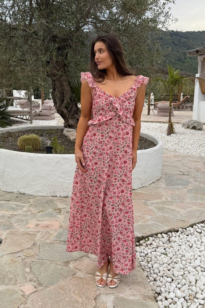 BYIC x Molly&My - Melbaic Dress A23117 - Pink Rose Print Kjoler 