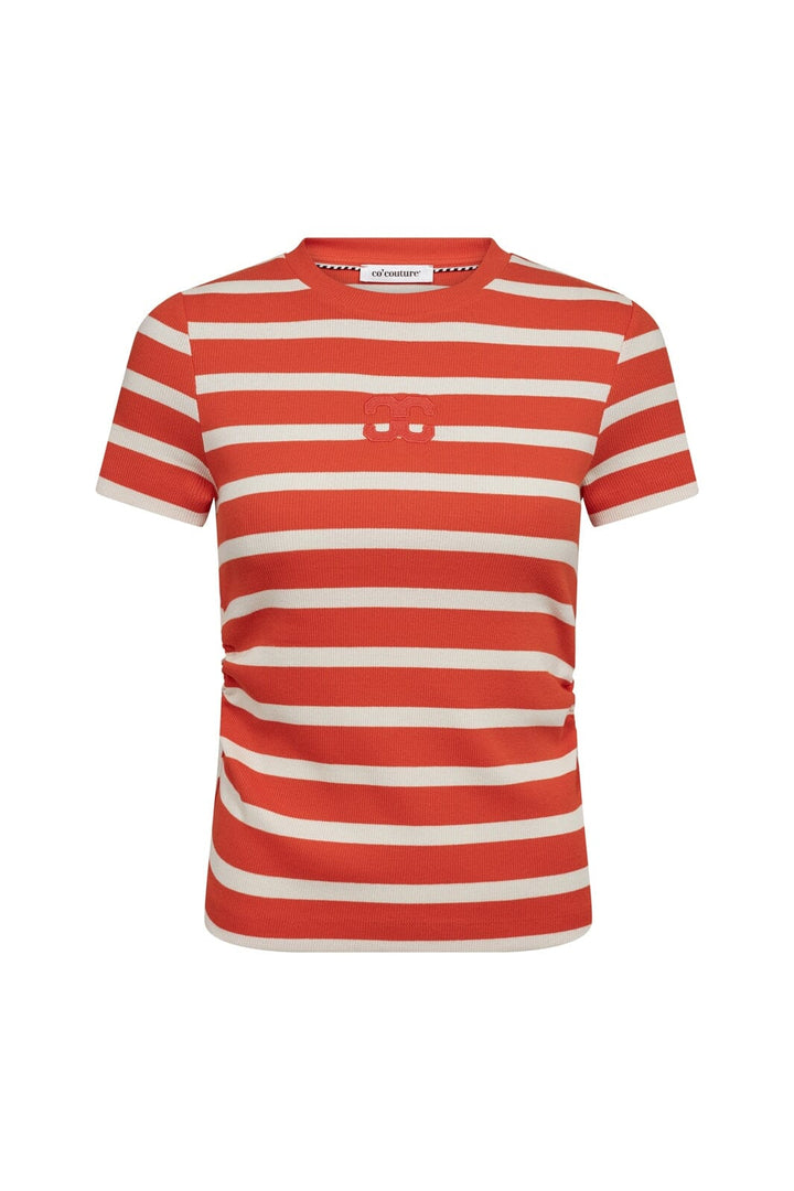 Co´Couture - 43015 Grannycc Gathering Stripe Tee 503903 - 00028 - Offwhite Flame
