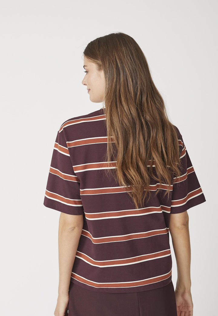 Co´Couture - Augustacc Stripe Polo Tee 33175 - 87 - Winered T-shirts 