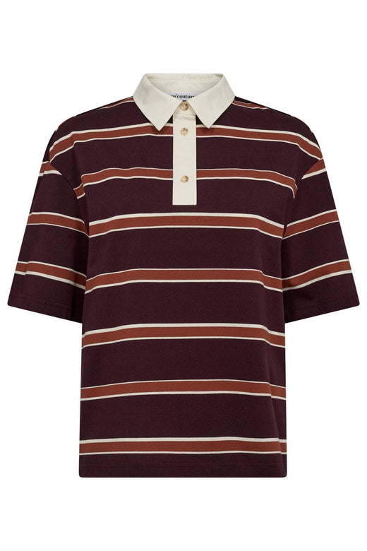 Co´Couture - Augustacc Stripe Polo Tee 33175 - 87 - Winered