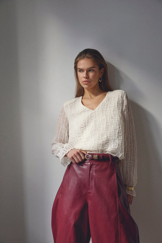 Co´Couture - Baltacc Padded V-Blouse 500258 - 10002 - Off-White Bluser 