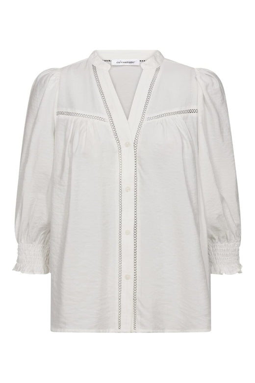 Co´Couture - Callumcc Lace Puff V-Shirt 45173 - 4000 - White
