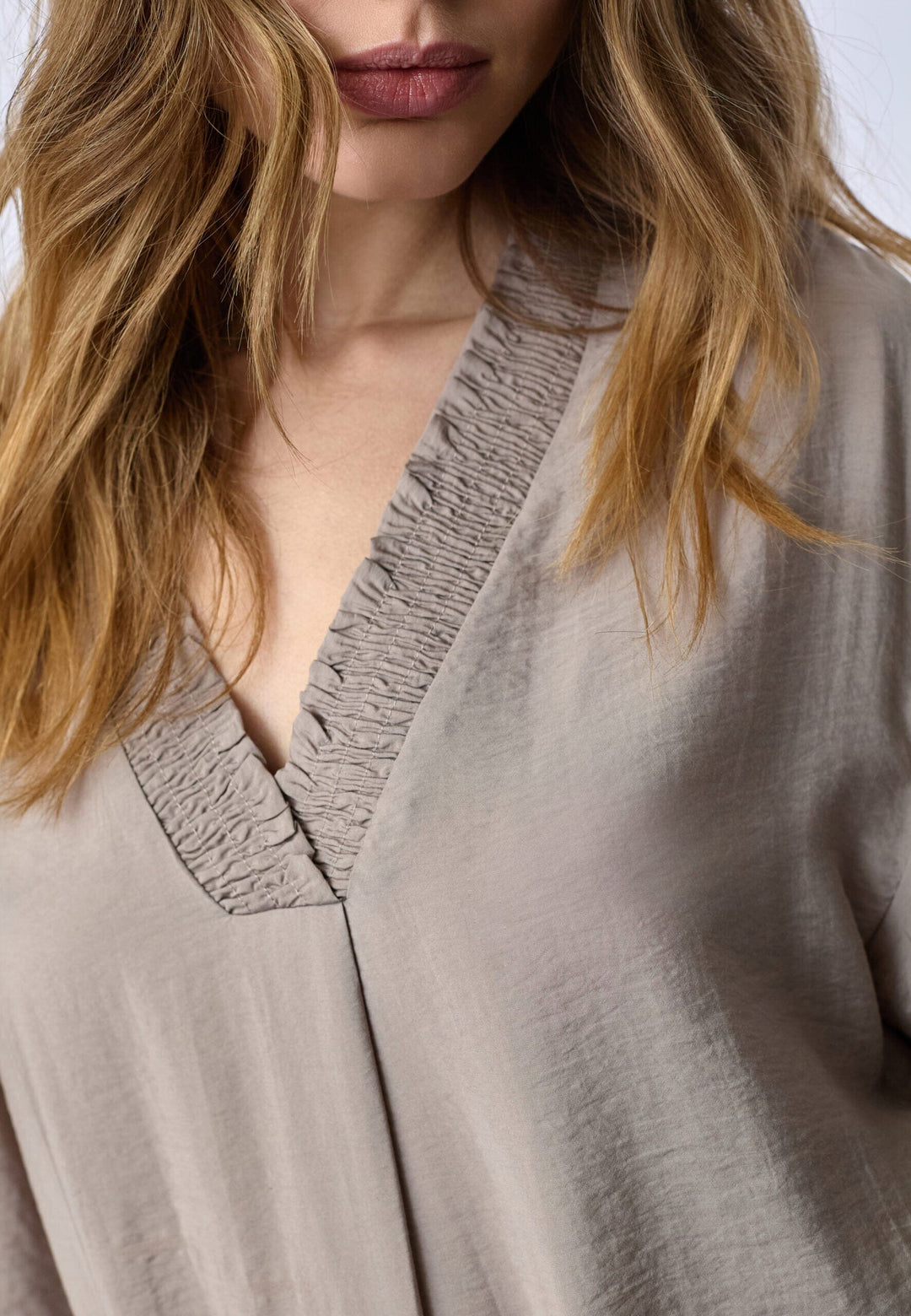 Co´Couture - Callumcc Pleat Tunic V-Dress 46084 - 2006 - Taupe Kjoler 