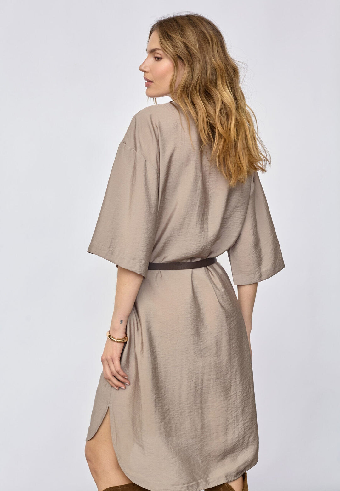 Co´Couture - Callumcc Pleat Tunic V-Dress 46084 - 2006 - Taupe Kjoler 