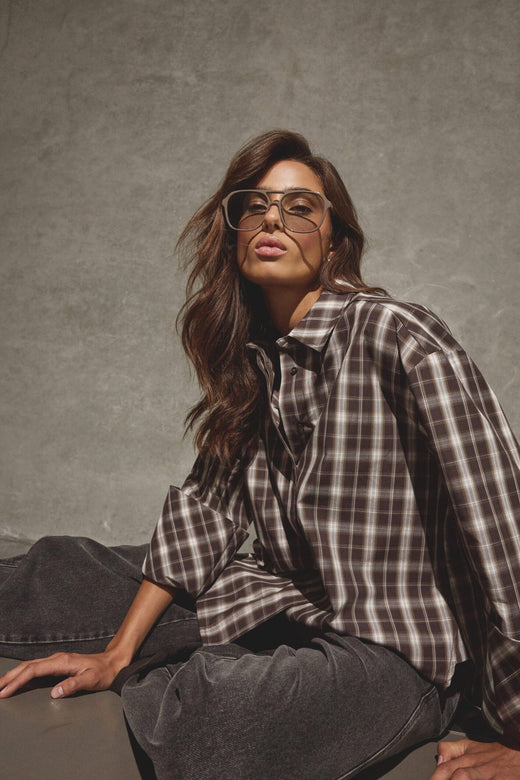 Co´Couture - Cavocc Check Coco Back Shirt 506619 - 20003 - Dark Brown Skjorter 