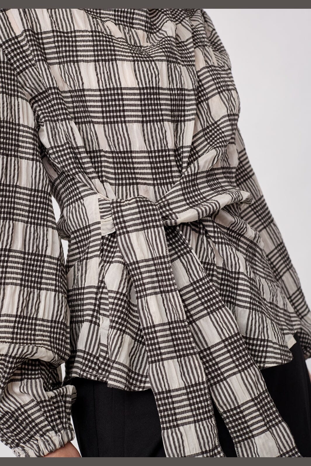 Co´Couture - Chandlercc Check Tie Blouse 500380 - 10006 - Bone