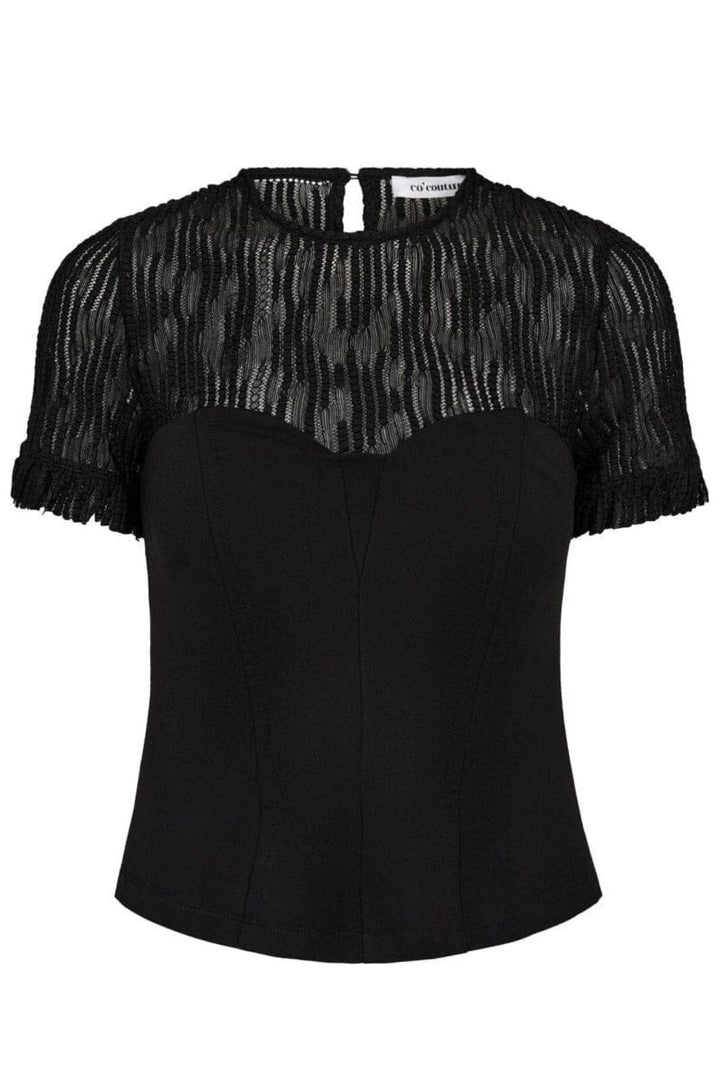 Co´Couture - Coltoncc Lace Mix Top 35962 - 96 - Black T-shirts 