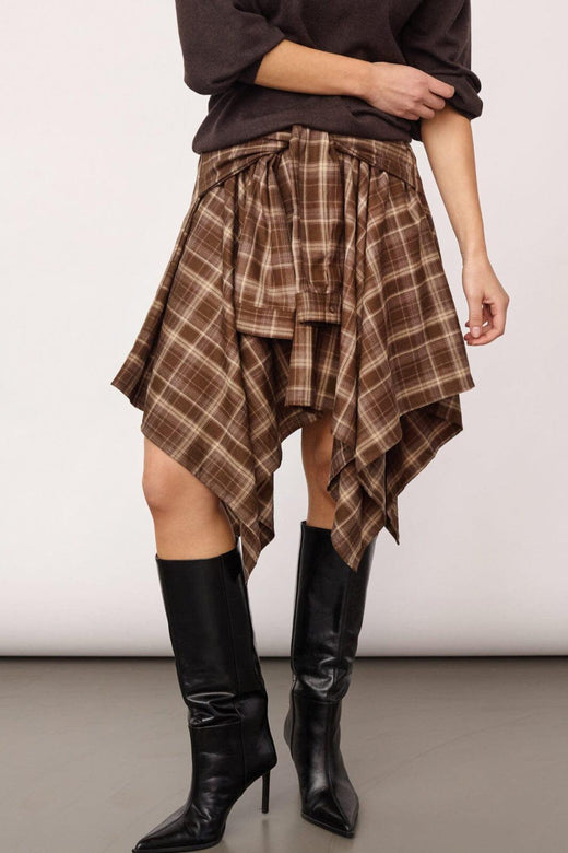 Co´Couture - Dagnycc Check Tie Skirt 500069 - 20002 - Brown Nederdele 