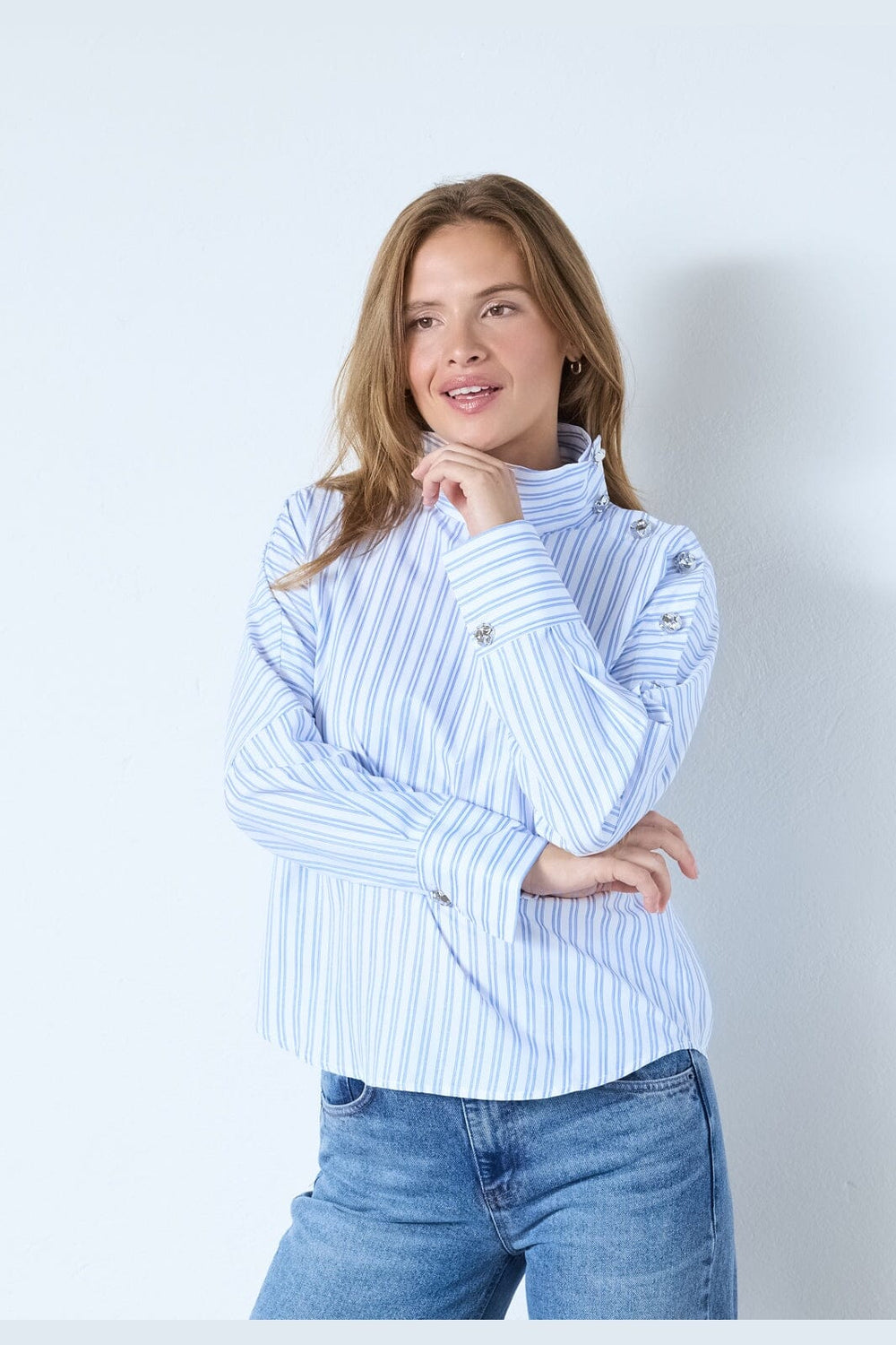 Co´Couture - Devincc Asymcc Button Blouse 45019 - 17 - Blue