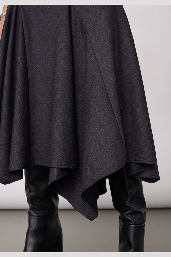 Co´Couture - Eloracc Check Asym Skirt 500309 - 65002 - Dark Grey