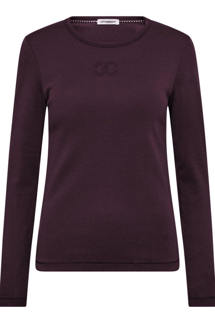 Co´Couture - Grannycc Embroidery Ls Tee 33180 - 67 - Plum Bluser 