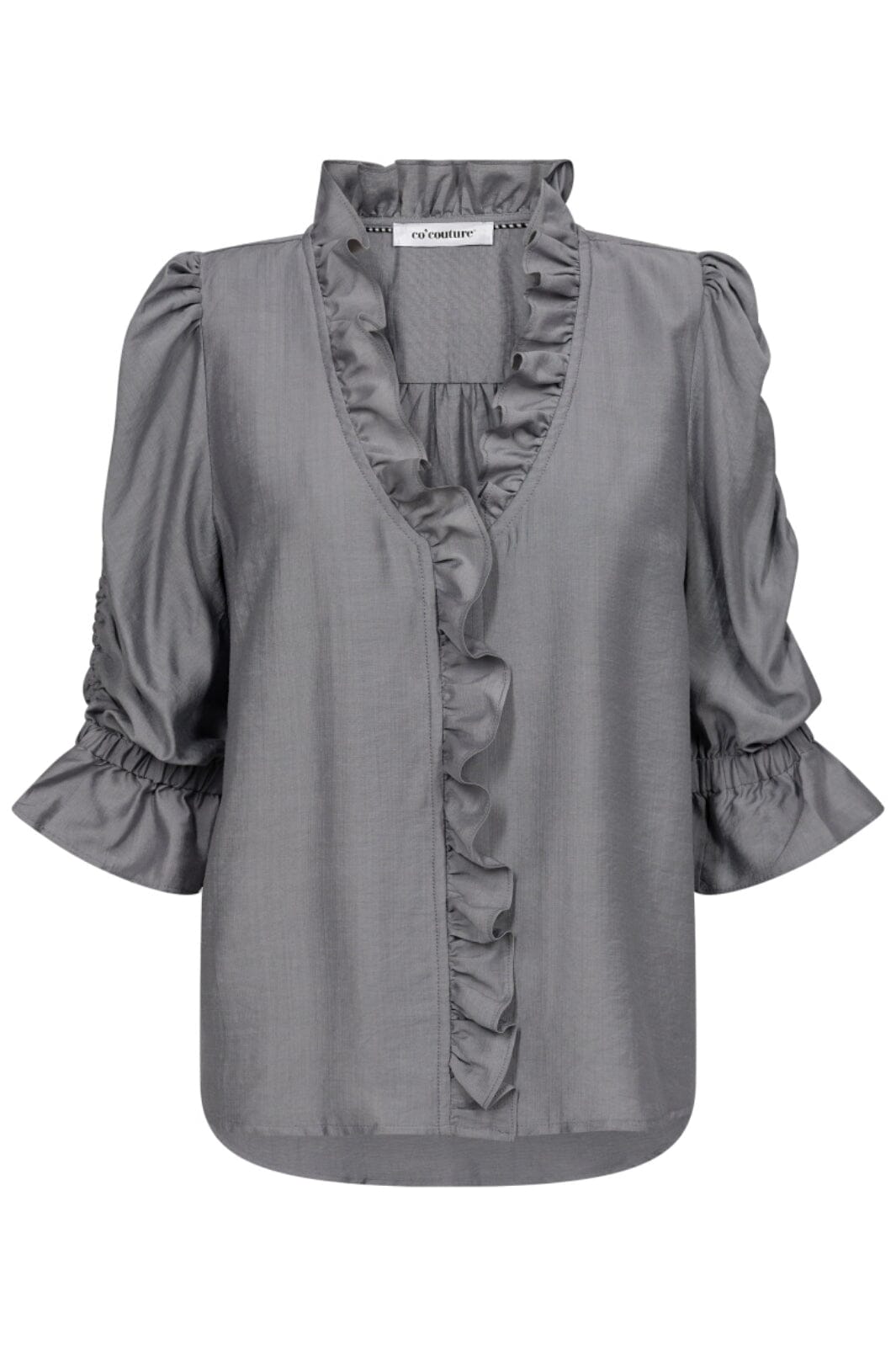 Co´couture - Heracc Frill Ss Blouse 35535 - 138 Light Grey Skjorter 