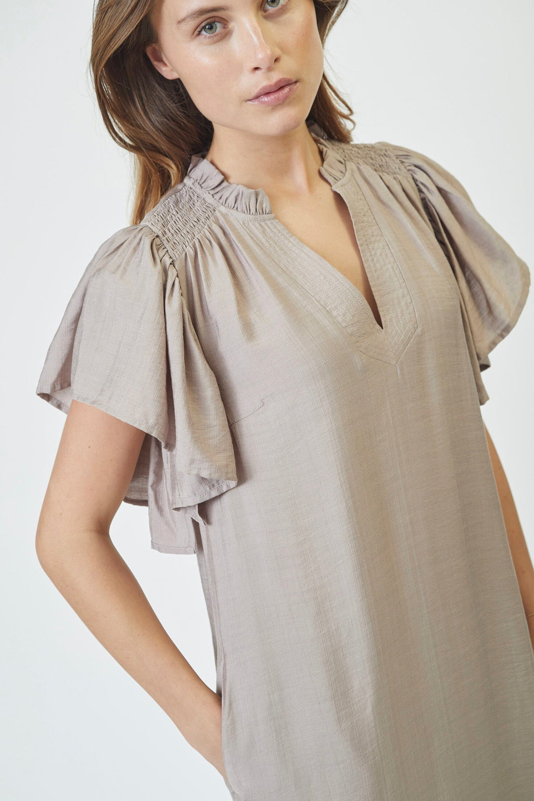 Co´Couture - Heracc Ss Frill Dress 36421 - 154 - Walnut Kjoler 