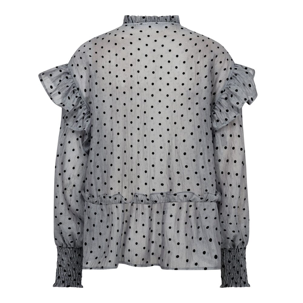 Co´couture - Katinkacc Dot V-Frill Blouse 35560 - 138 Light Grey Skjorter 