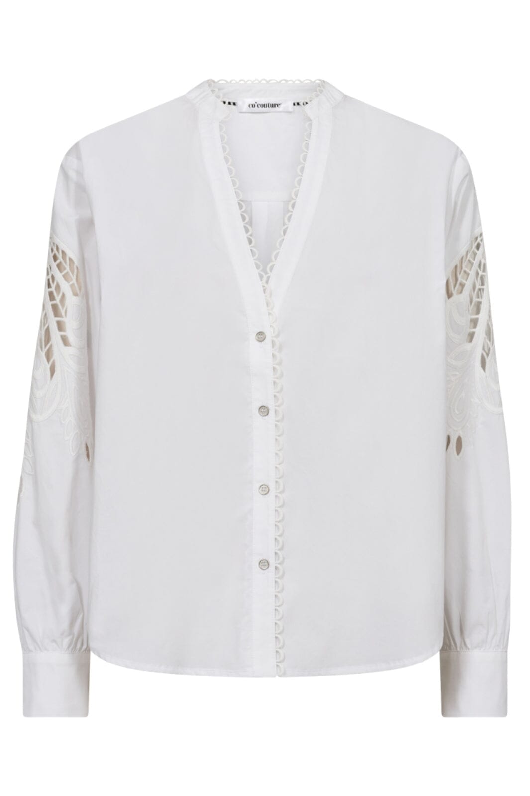 Co´couture - Kellisecc Lace Cut V-Shirt 35551 - 4000 White Skjorter 