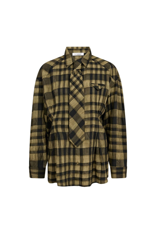 Co´Couture - Kyelcc Check Tie Pleat Shirt 500381 - 60004 - Army