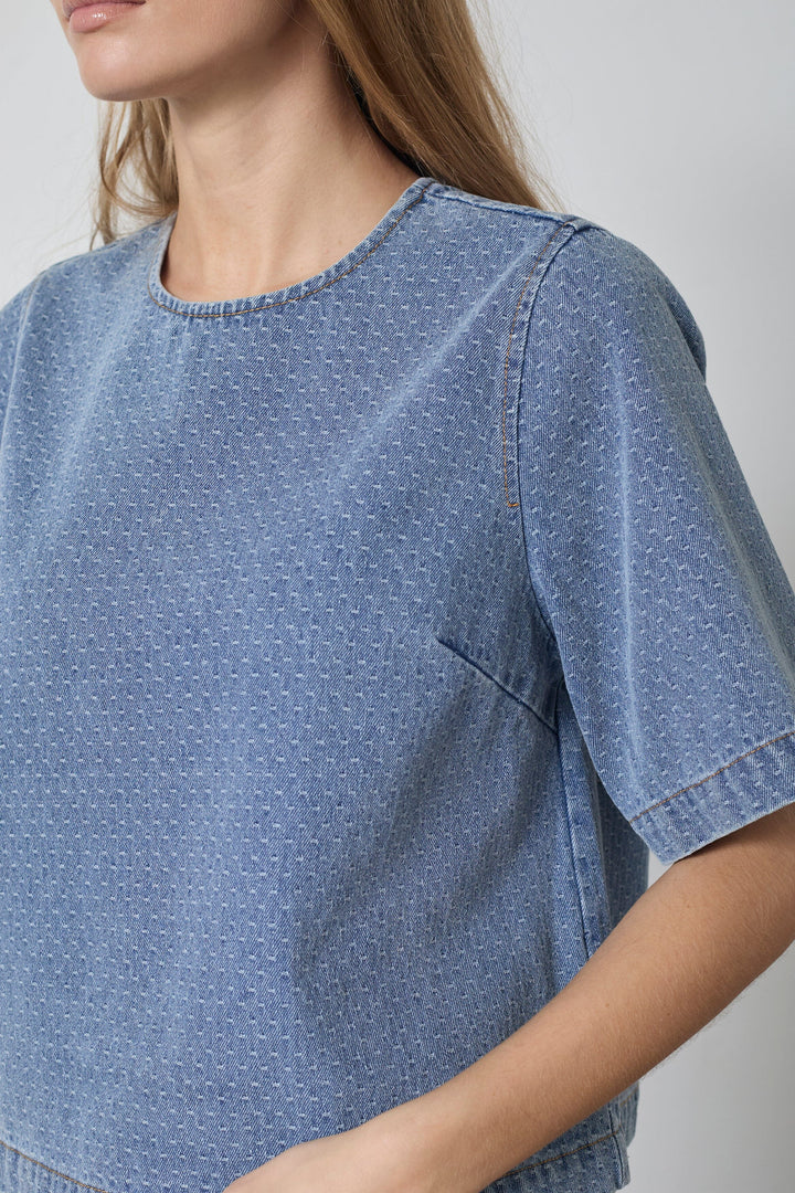 Co´Couture - Lovacc Denim Ss Blouse 45080 - 552 - Denim Blue Bluser 