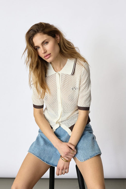 Co´Couture - Luecc Pointelle Ss Cardigan 42028 - 11 - Off White Cardigans 