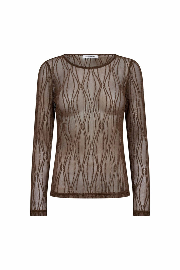 Co´Couture - Marcycc Mesh O-Blouse 43043 - 83 - Mocca