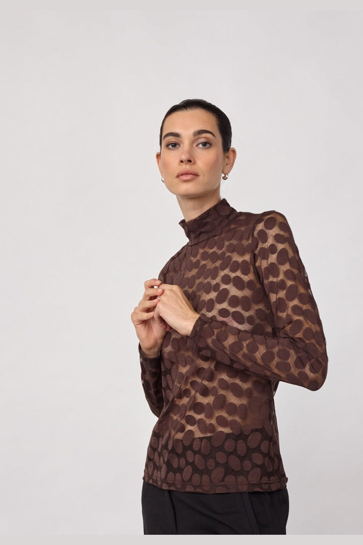 Co´Couture - Penolacc Turtleneck Blouse 500267 - 20002 - Brown