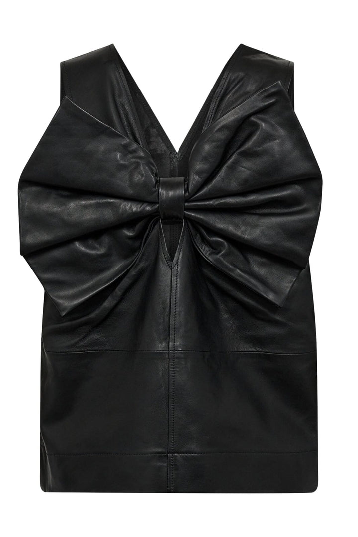 Co´Couture - Phoebecc Leather Bow V-Top 35884 - 96 - Black