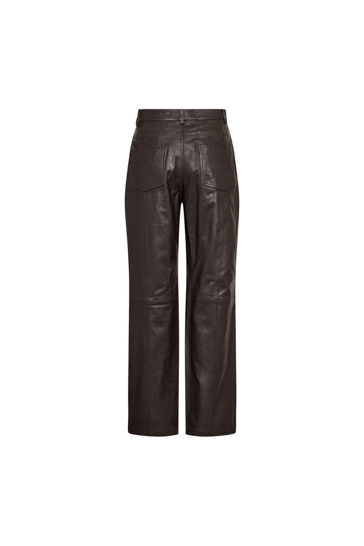 Co´Couture - Phoebecc Leather Straight Pant 500140 - 20003 - Dark Brown