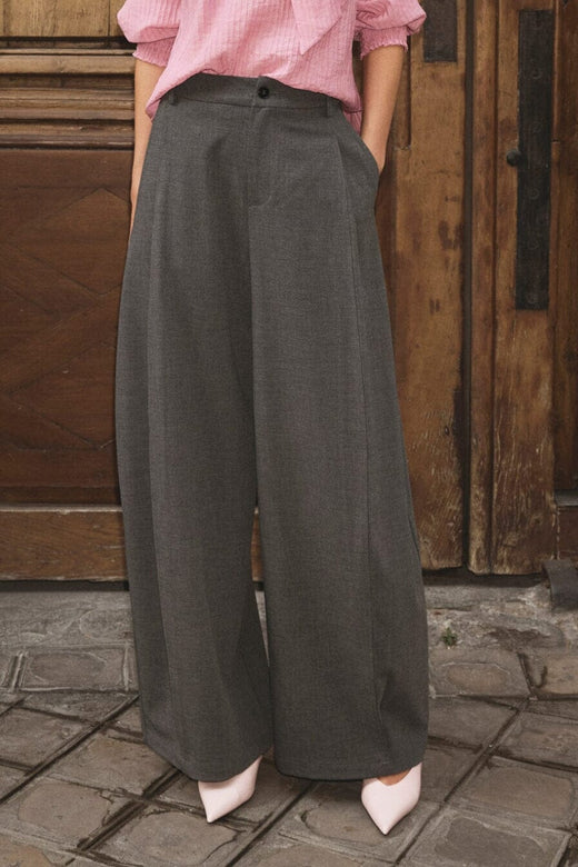 Co´Couture - Priscillacc Pleat Barrel Pant 500824 - 65003 - Mid Grey Bukser 