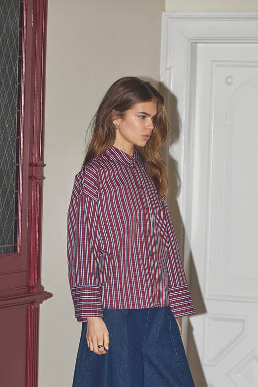 Co´Couture - Reneecc Check Cuff Shirt 500375 - 30006 - Berry Red Skjorter 
