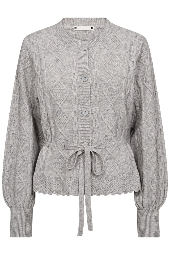 Co´Couture - Rowcc Cable Tie Cardigan 32166 - 137 - Pale Grey Cardigans 